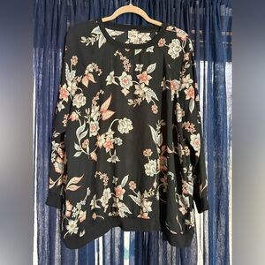Come Vintage 1X Floral Black Women's Top in good used condition